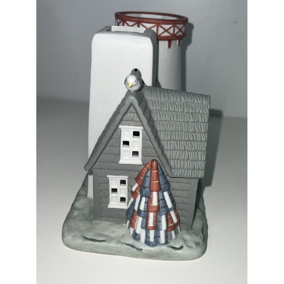 Partylite Stoney Harbor Lighthouse Tea Light Cottage House Ceramic Coastal Beach - Picture 5 of 6